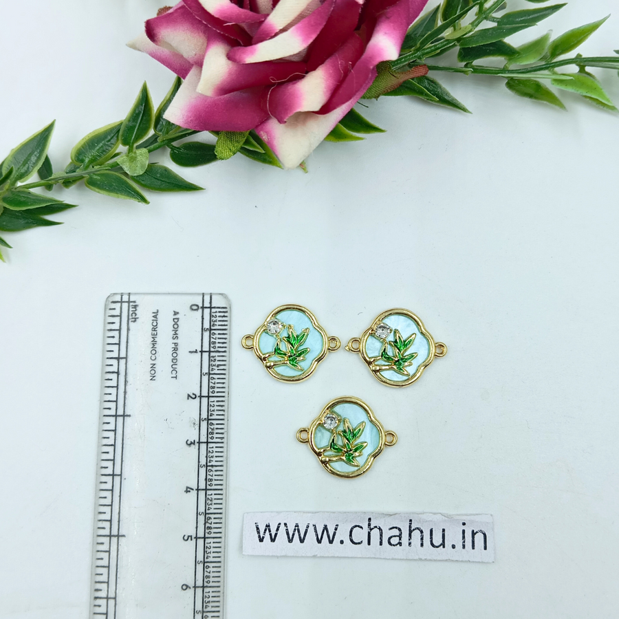 Golden Sky Blue Tree Charms - 5 Pieces
