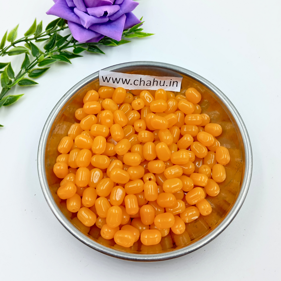 10mm Haldi Yellow Ruby Plastic Beads - 100 Gram