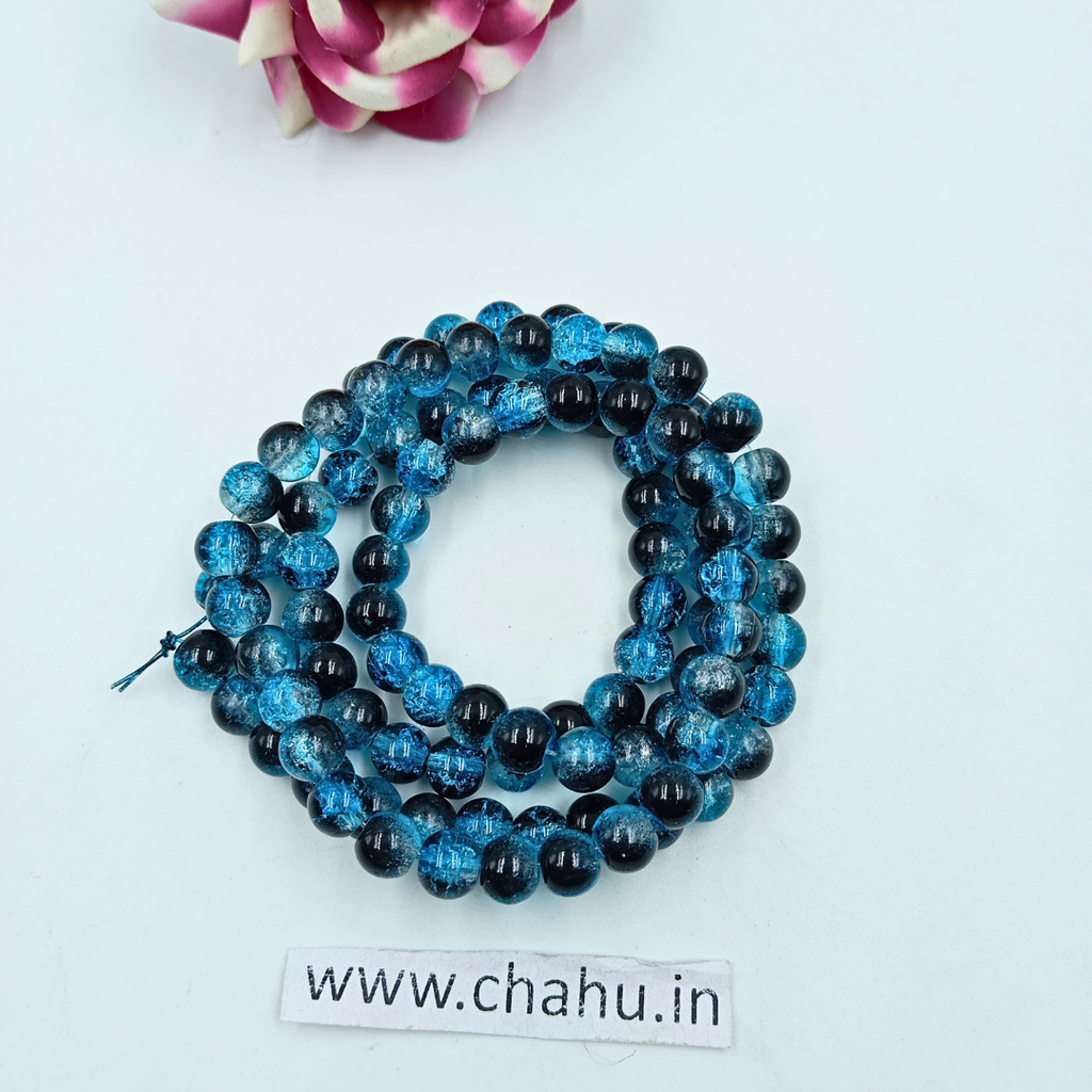 8 mm Black & Sky Blue Crackle Bead
