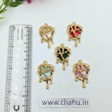 Golden Mix Colour  Heart Chain Charms - 5 Pieces
