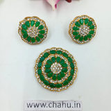 Green Round Pendant With Earrings
