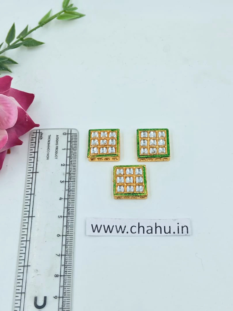 Green Line Square Kundan stone - 10 Pieces