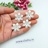 White Pearly Acrylic Big Flower Beads - 100 Gram