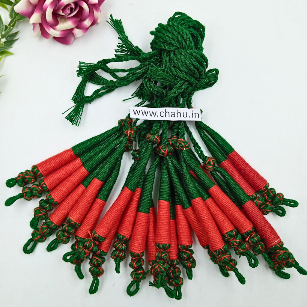 Green & Red Mix Cotton Dori - Pack of 12