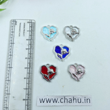 Silver Mix Color  Heart Rose Charms - 5 Pieces