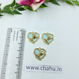 Golden Sky Blue Heart Rose Charms - 5 Pieces