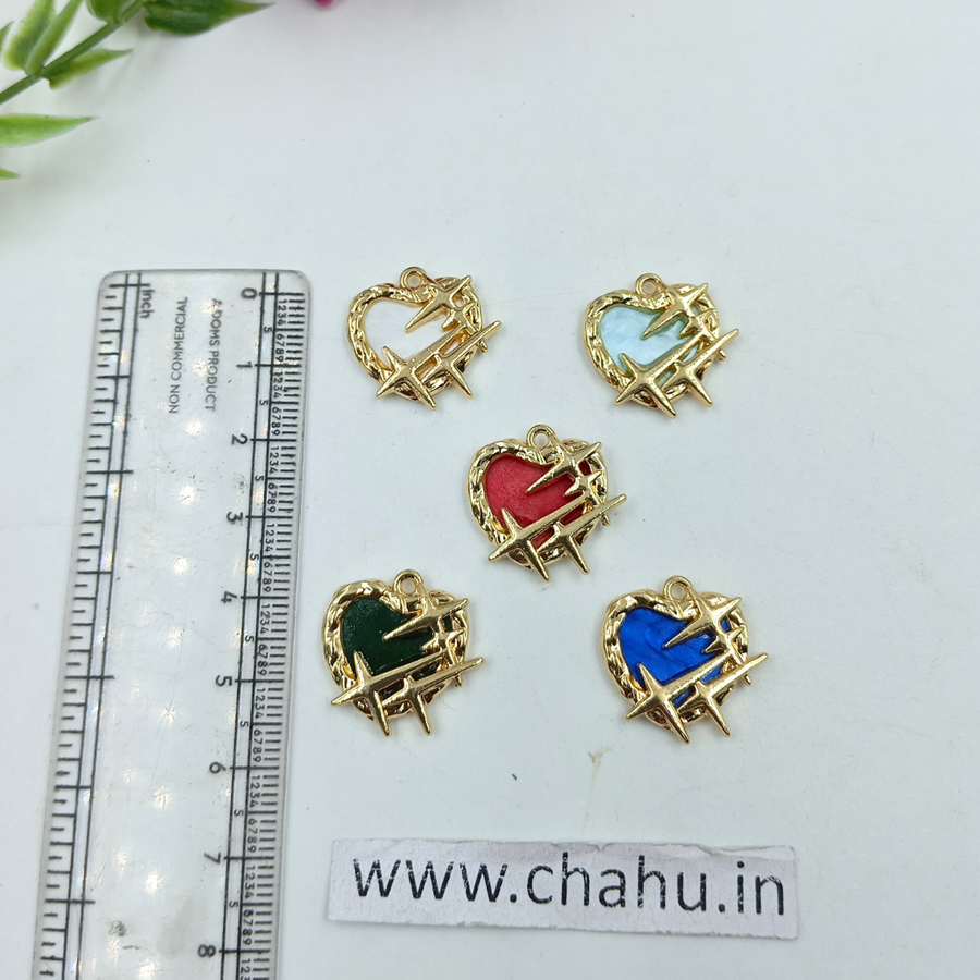 Golden Mix Colour  Heart Cross Charms - 5 Pieces