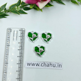 Silver Green Heart Rose Charms - 5 Pieces