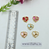 Golden Mix Colour Heart Rose Charms - 5 Pieces