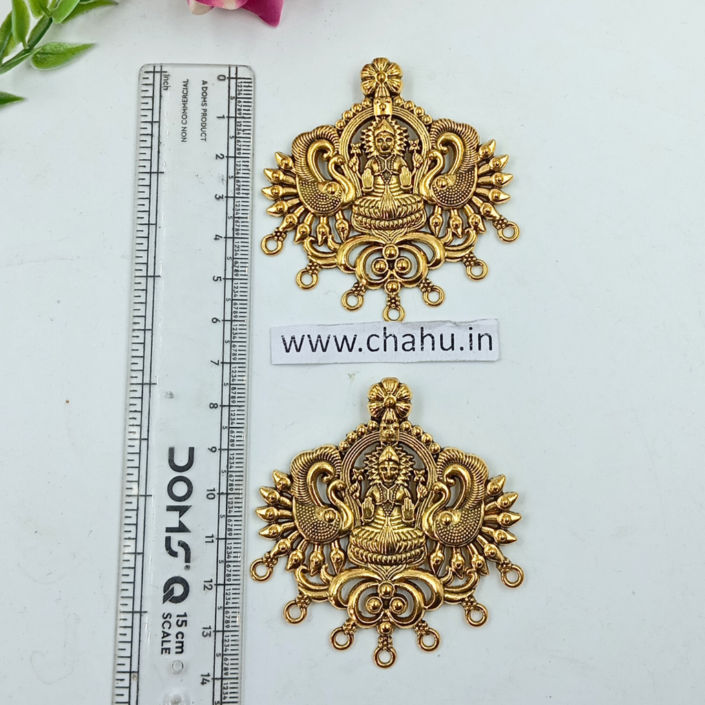 Laxmiji Motif With Two Peacocks Pendant