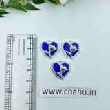 Silver Blue Heart Rose Charms - 5 Pieces