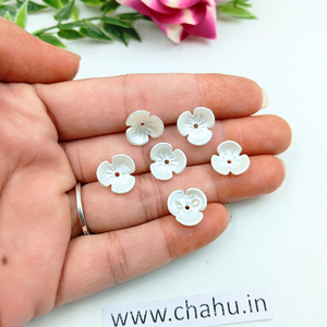 White Pearly Acrylic Flower Beads - 100 Gram