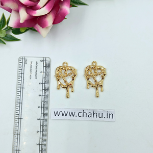 Golden White Heart Chain Charms - 5 Pieces