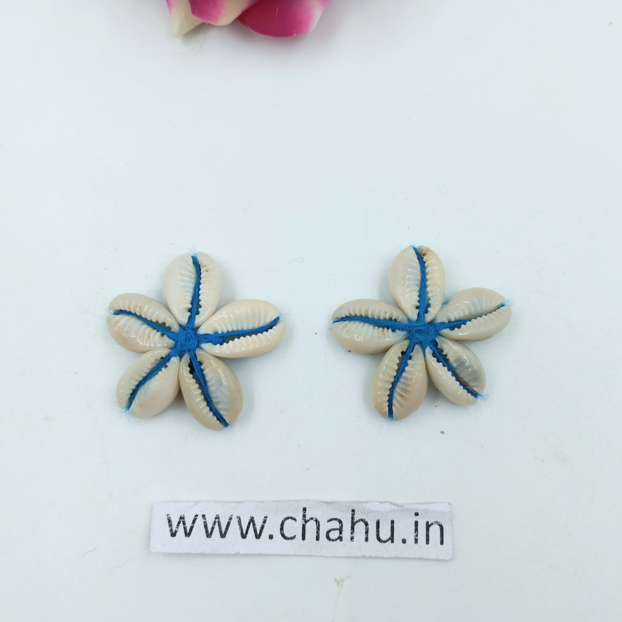 Sky Blue Cowrie Flower - 10 Peices