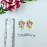 Golden Pink Heart Chain Charms - 5 Pieces