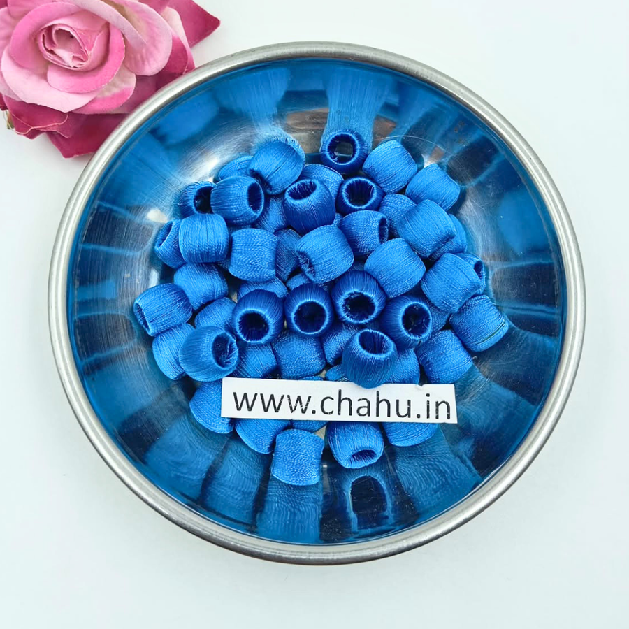 12 mm Sky Blue Silk Thread Bead