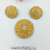 Yellow Round Pendant With Earrings