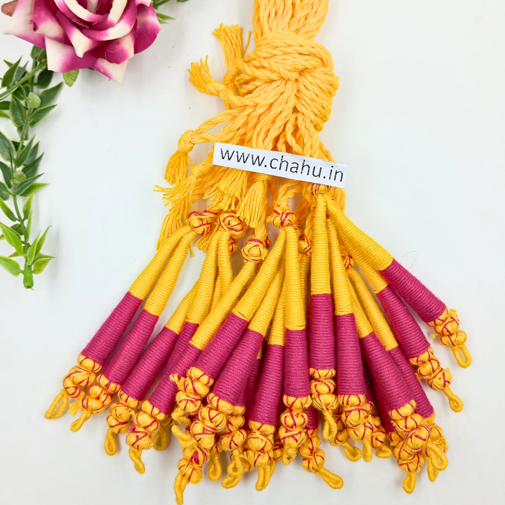 Yellow & Pink Mix Cotton Dori - Pack of 12