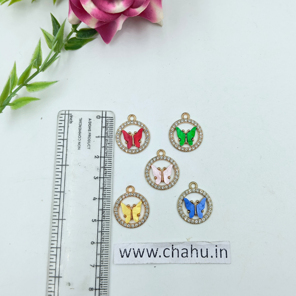 Mix Colour  Butterfly Charms - 5 Pieces