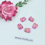 17mm Pink Meenakari Kundan Tumble Beads - 25 Pieces