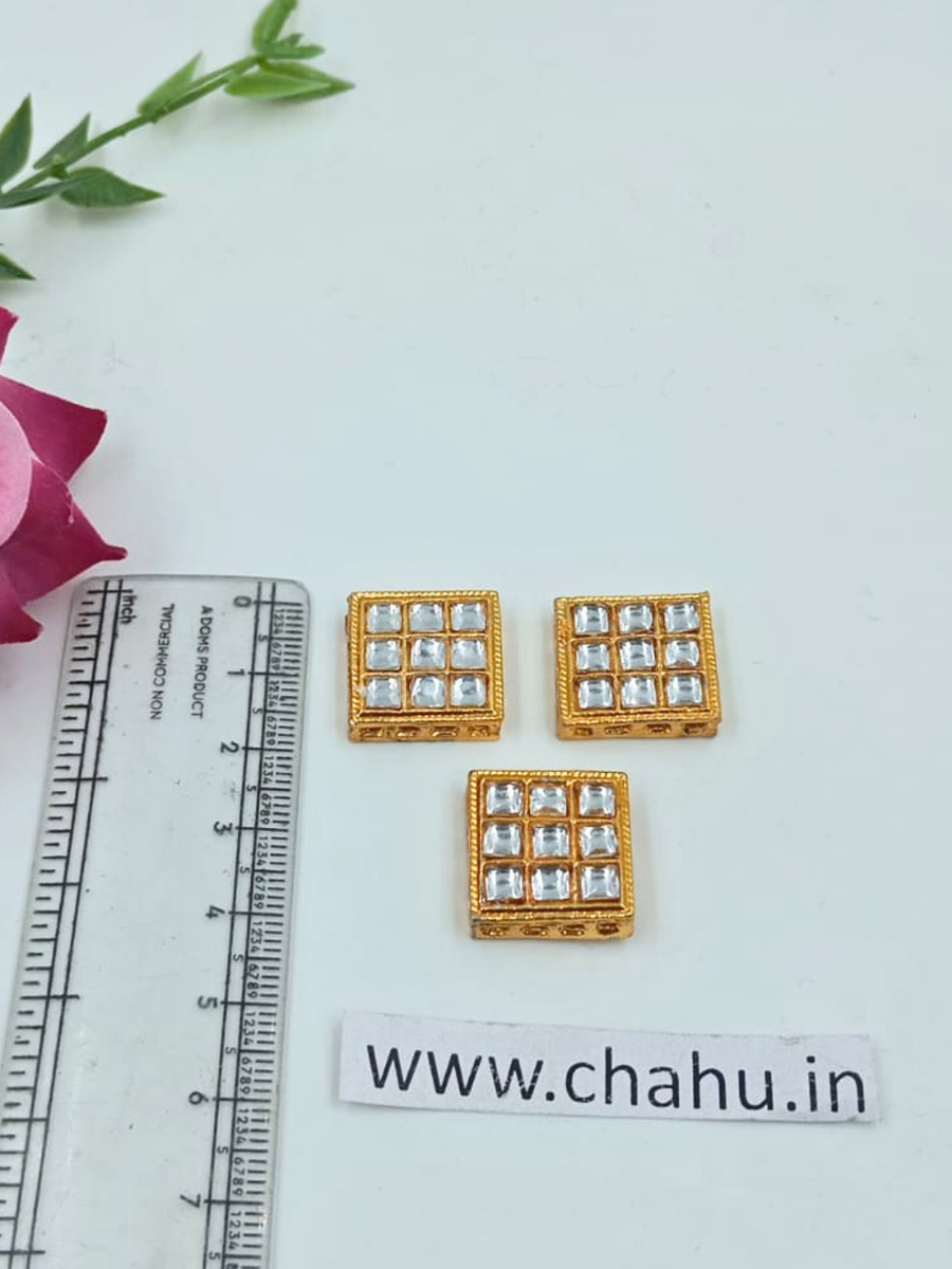 Square Kundan stone - 10 Pieces