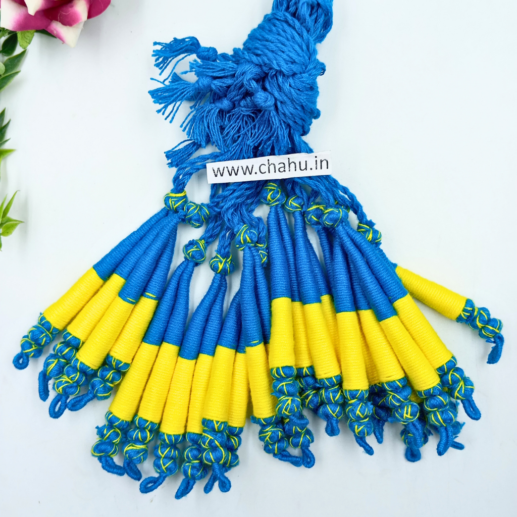 Sky bule & Yellow Mix Cotton Dori - Pack of 12