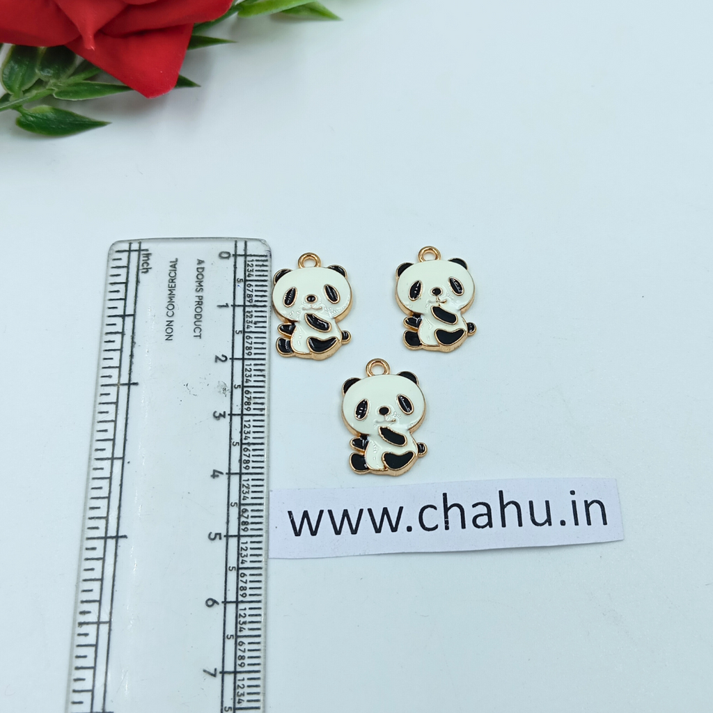 Stylish Black & White Panda Charms - 5 Pieces