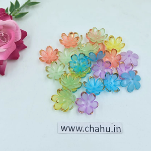 Mix Colour Acrylic Cherry Blossom Flower Beads - 50 Gram
