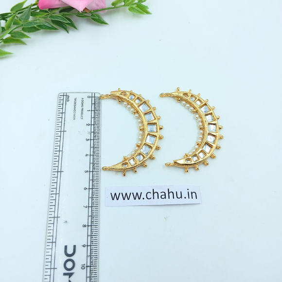 50mm Kundan Chandbali One Sided Moti  - 5 Pieces