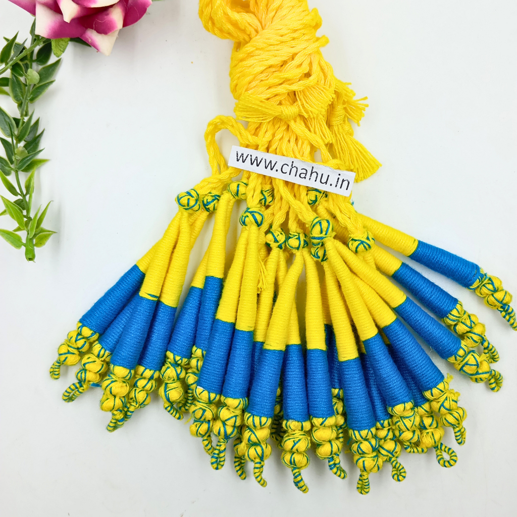 Yellow & Sky bule Mix Cotton Dori - Pack of 12