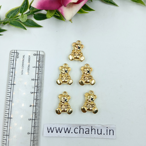 Golden Teddy Charms - 5 Pieces
