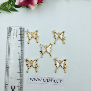 Golden White Butterfly Charms - 5 Pieces