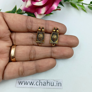 Ganpati Rectangle Shape Antique Studs - 100 Gram