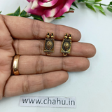 Ganpati Rectangle Shape Antique Studs - 100 Gram