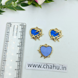Golden Blue  Heart Cross Charms - 5 Pieces