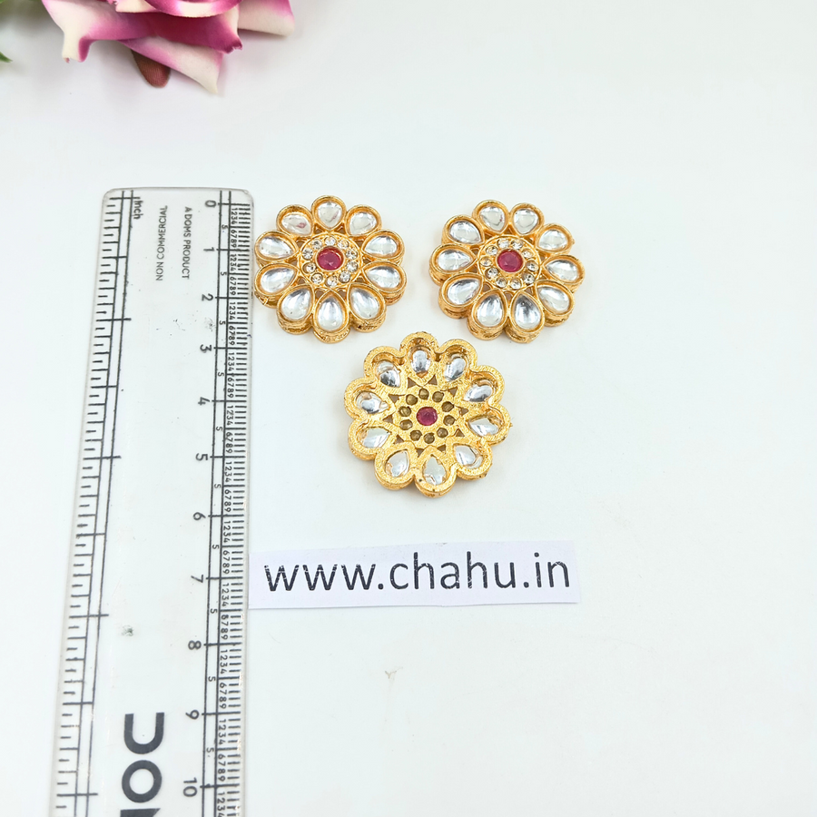 Rani Pink Flower Type  Kundan stone - 10 Pieces