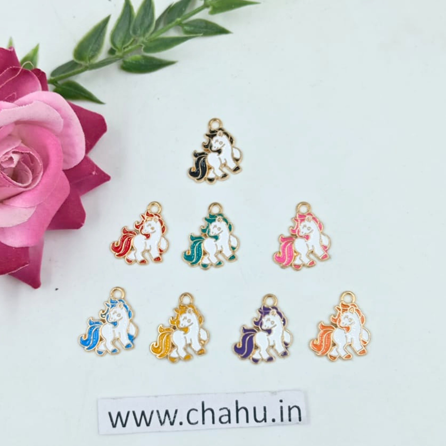 Unicorn Mix Color Alloy Enamel Charms - 10 Pieces
